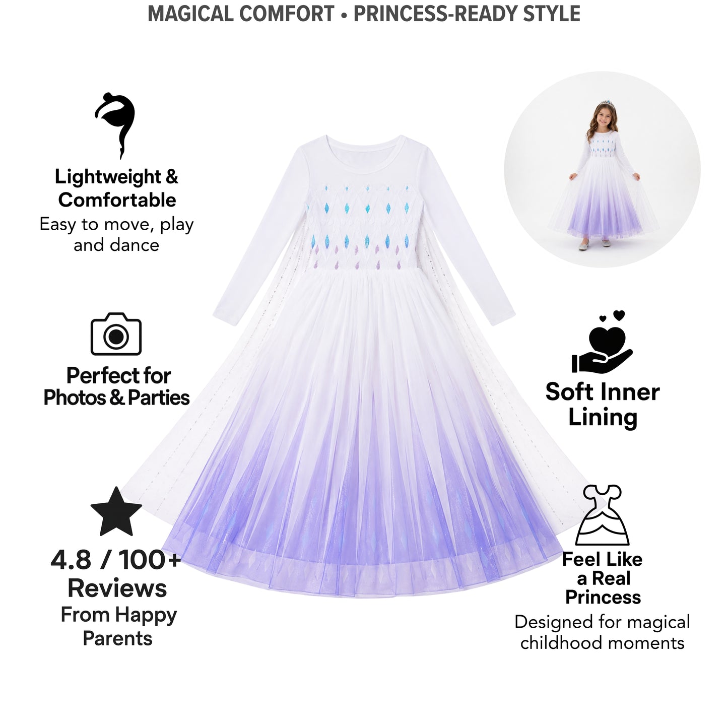 AMA™ Little Frost Queen Kids Dress