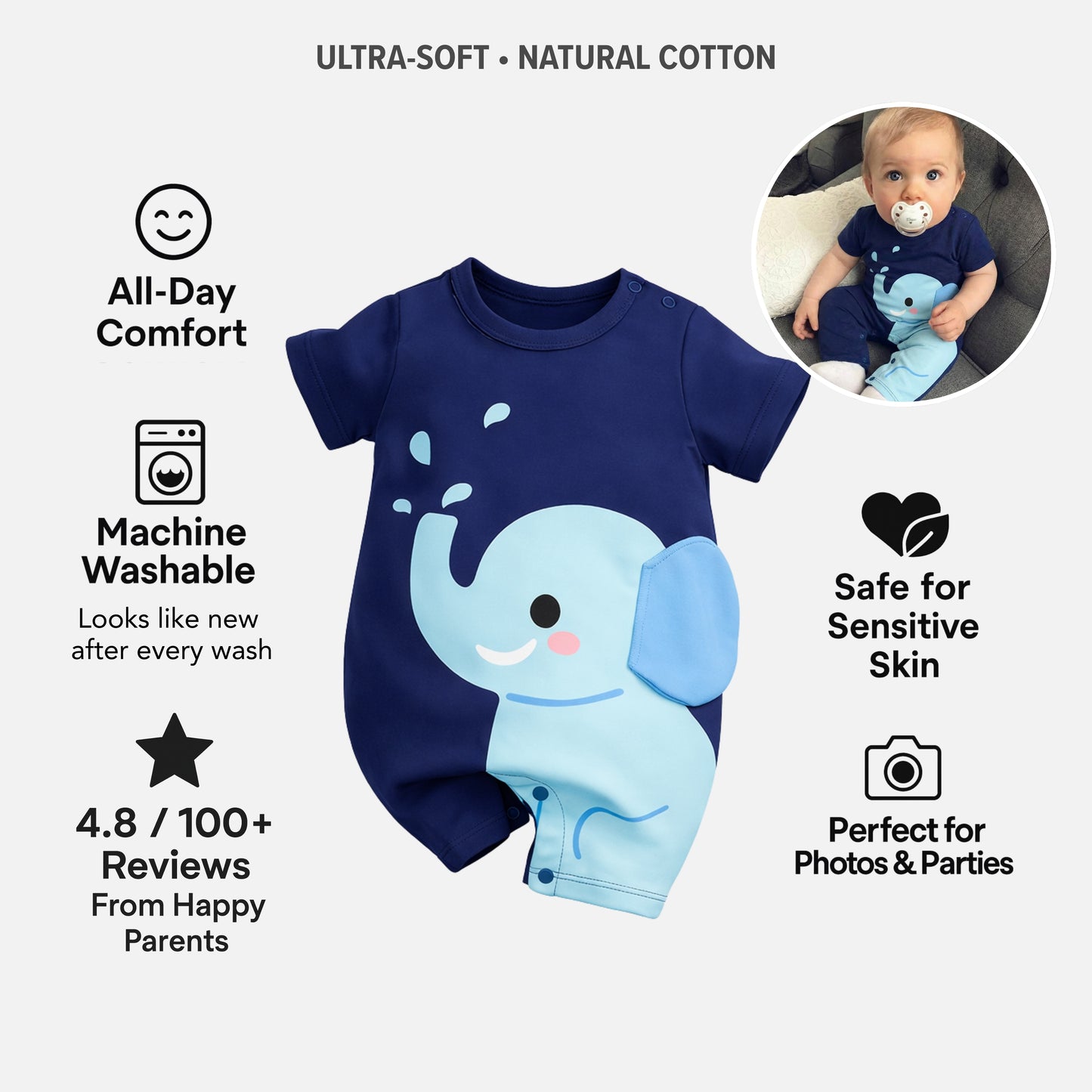 AMA™ Little Elephant Kids Onesie