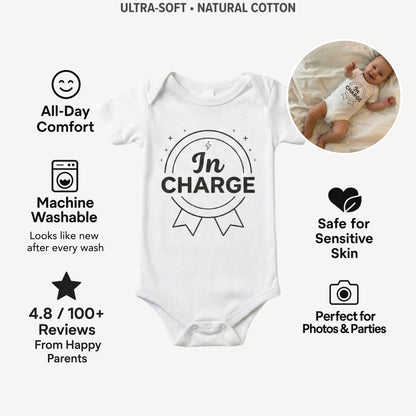 AMA™ "In Charge" – Funny Baby Bodysuit