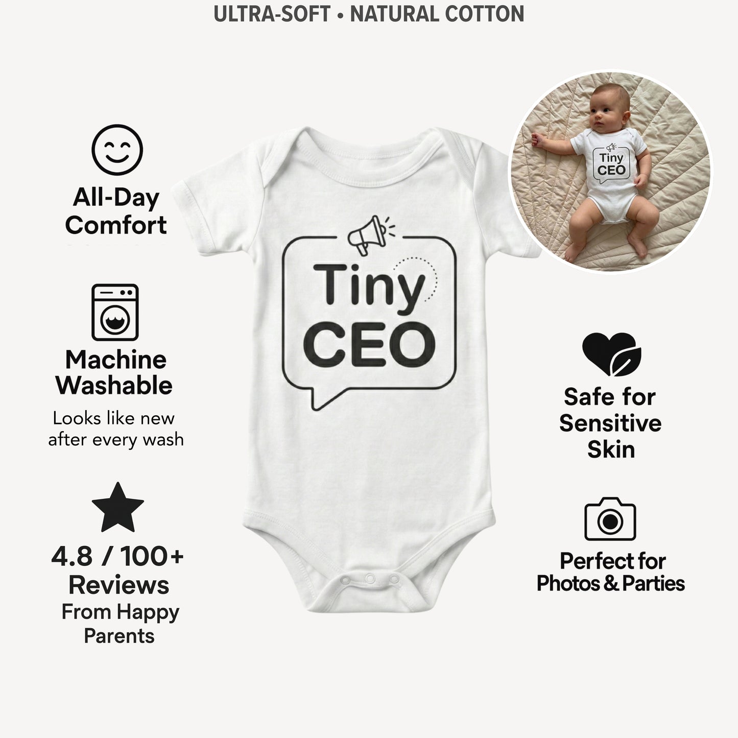 AMA™ "Tiny CEO" – Funny Baby Bodysuit