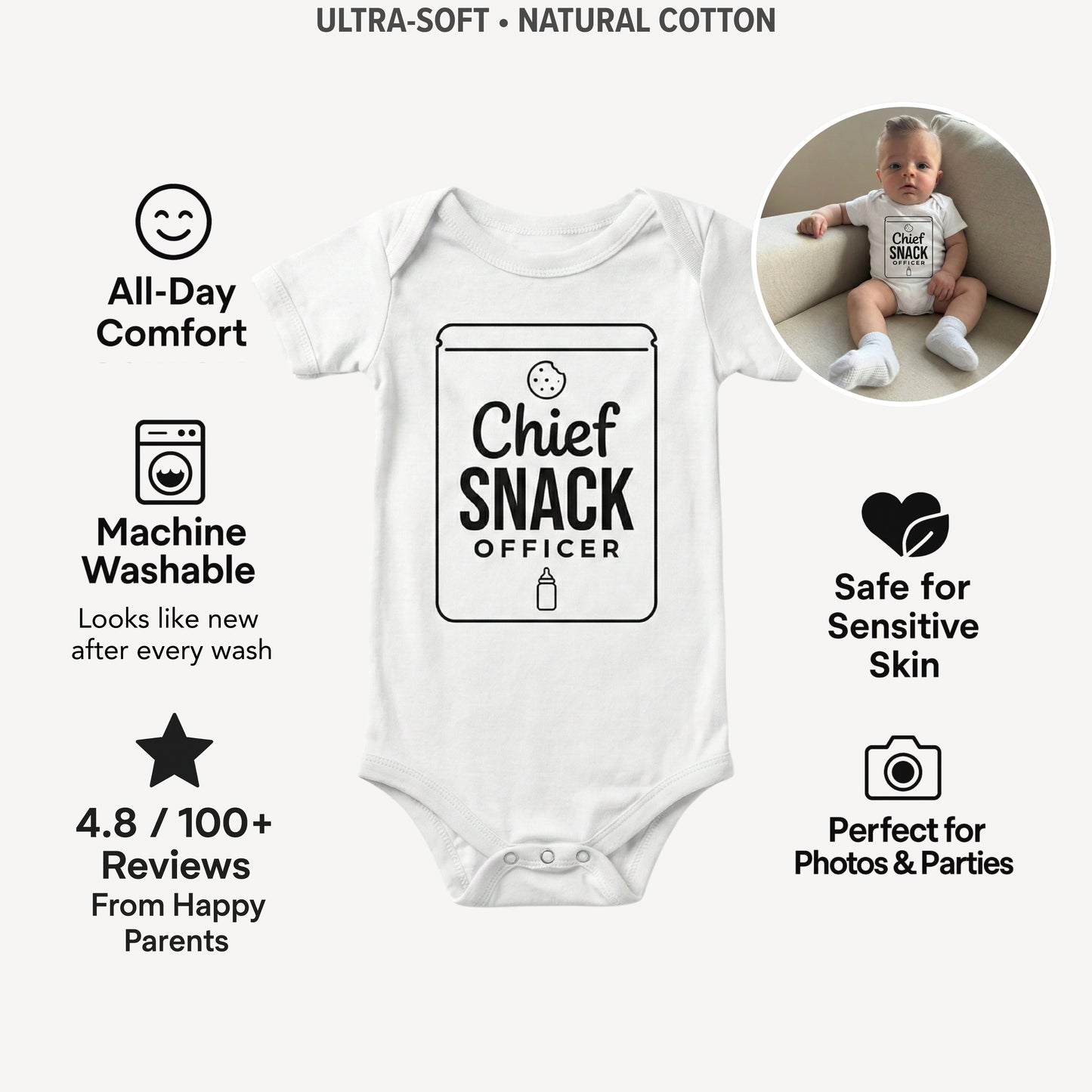 AMA™ "Chief Snack Officer" – Funny Baby Bodysuit