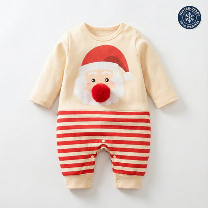 AMA™Pom-Pom Santa Stripe Romper