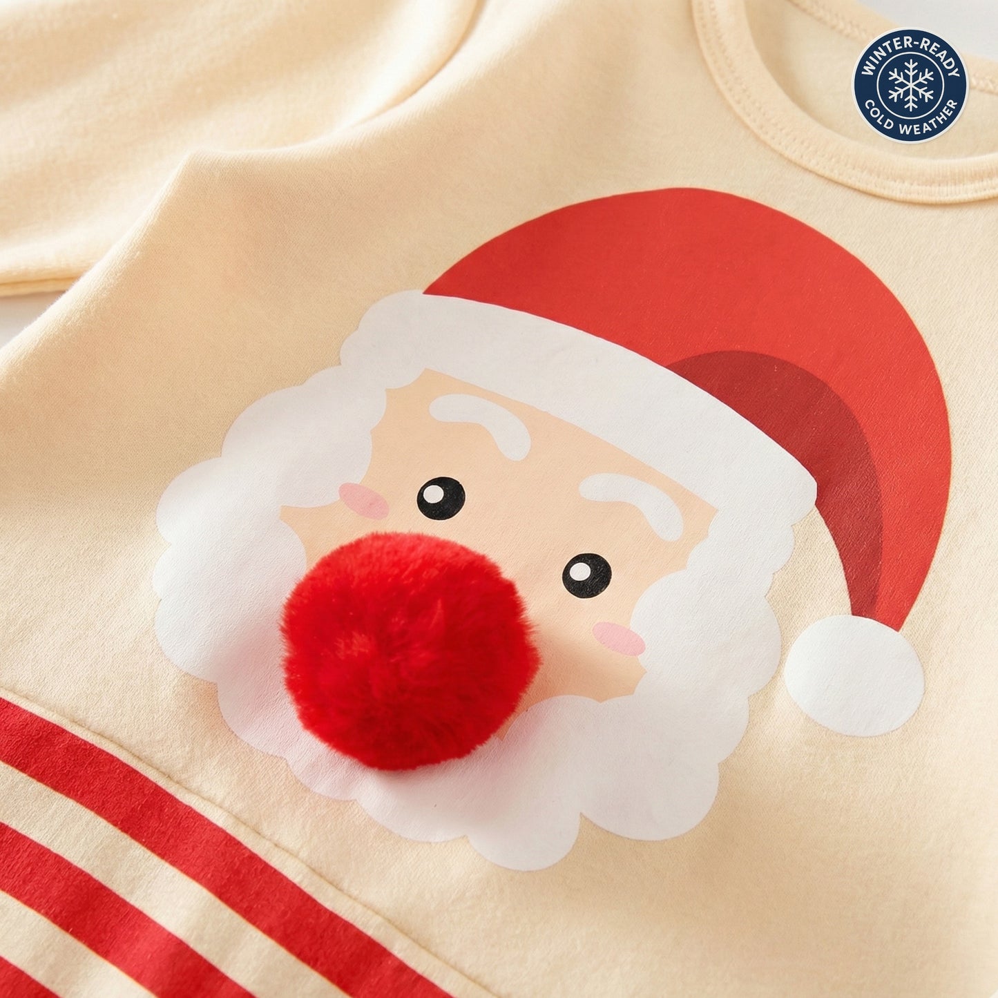 AMA™Pom-Pom Santa Stripe Romper