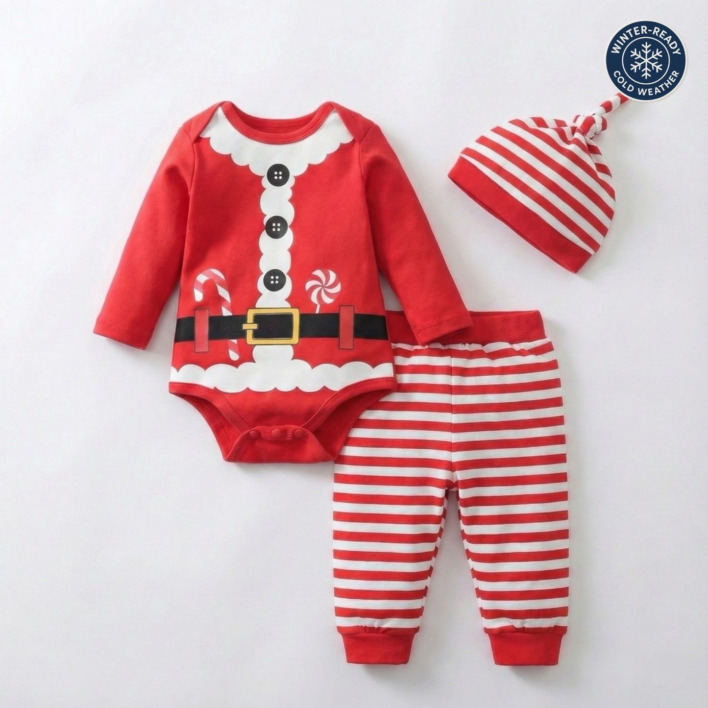 AMA™Candy Cane Santa 3-Piece Baby Set