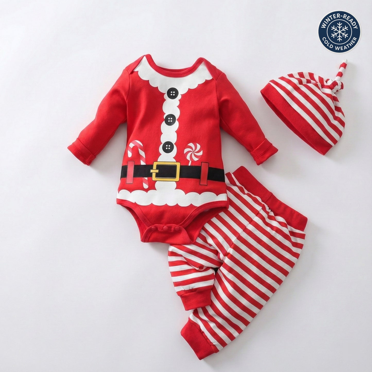 AMA™Candy Cane Santa 3-Piece Baby Set