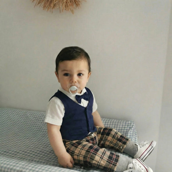 AMA™ Little Plaid Gentleman Kids Romper