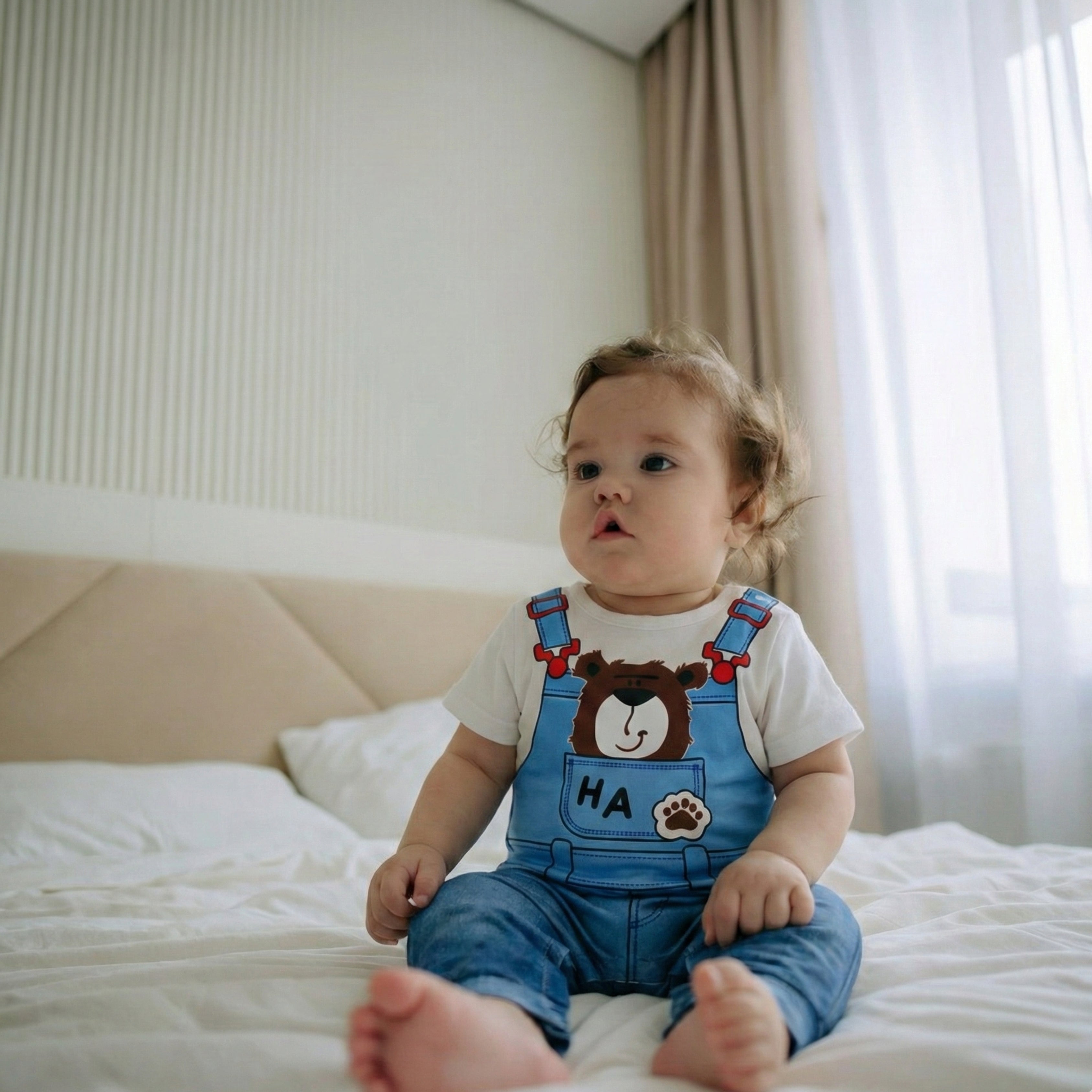 AMA™ Little Denim Bear Kids Onesie