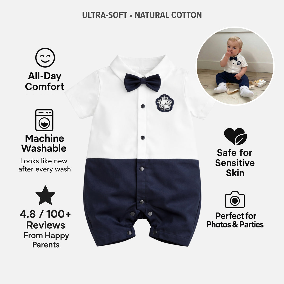 AMA™ Little Sailor Gentleman Kids Romper