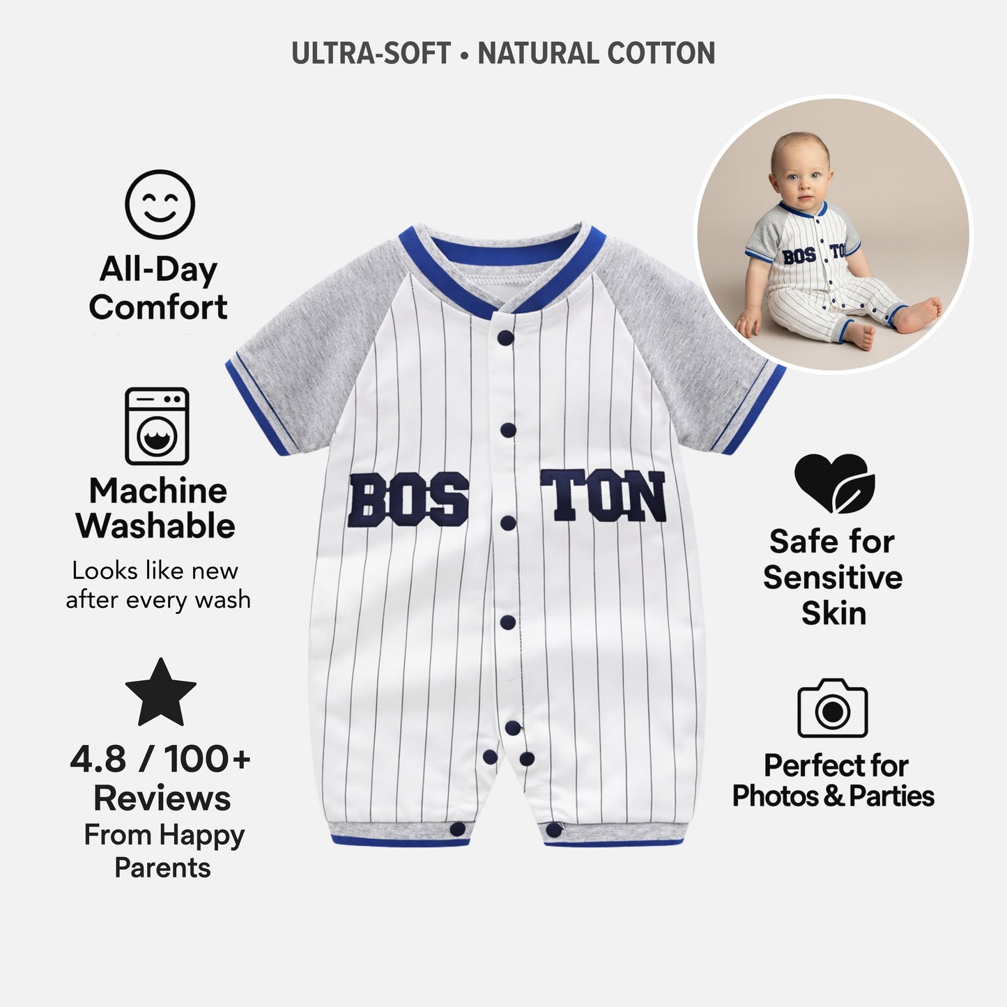 AMA™ Little Boston Slugger Kids Onesie