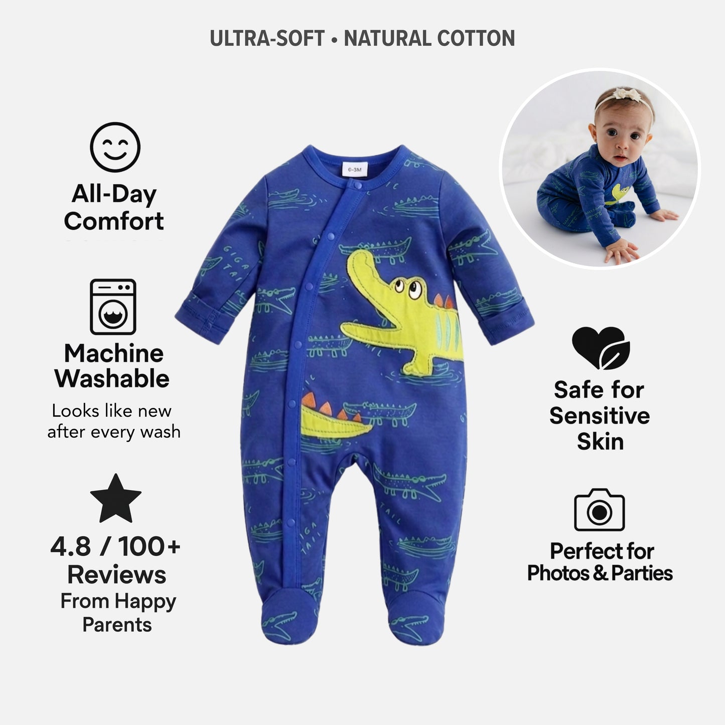 AMA™ Little Crocodile Kids Onesie