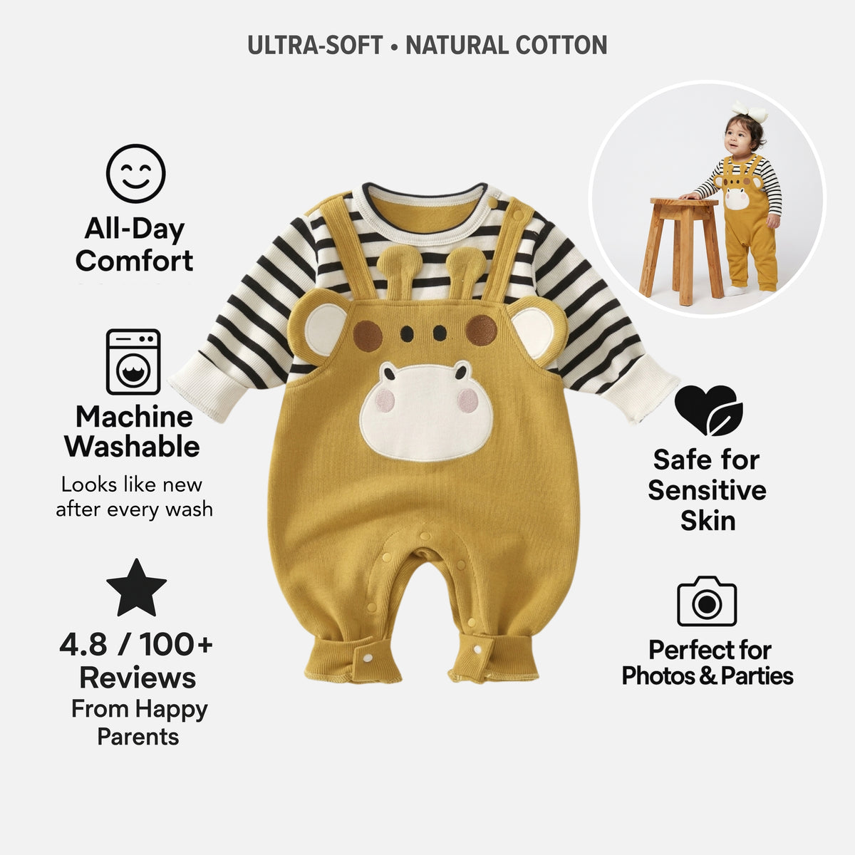 AMA™ Little Giraffe Charm Kids Romper