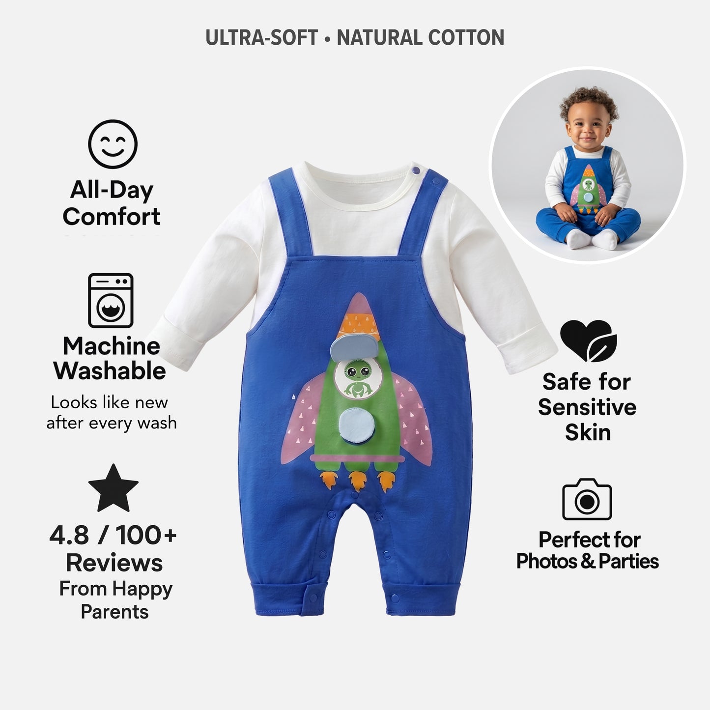 AMA™ Little Alien Rocket Kids Onesie