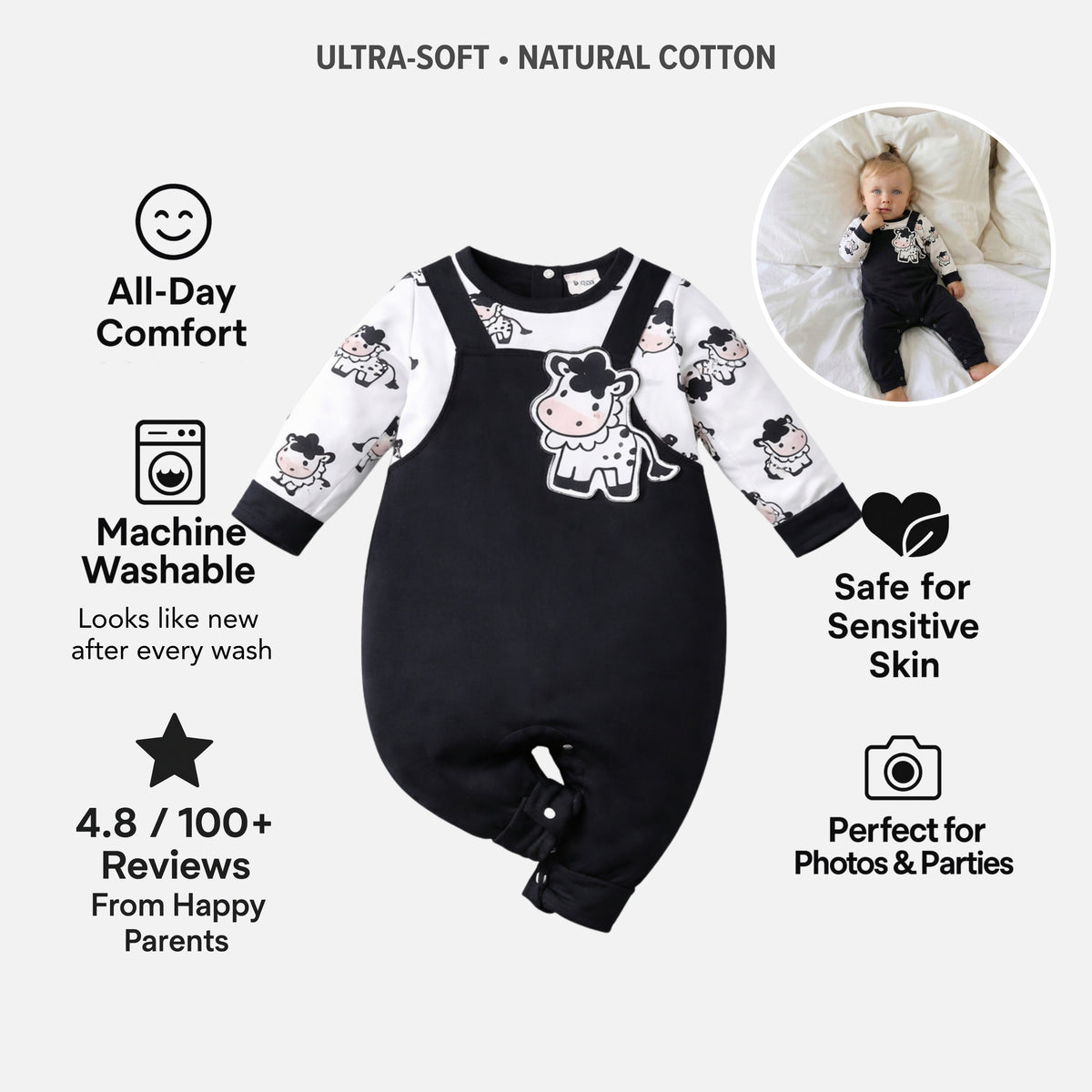 AMA™ Little Moo Cow Kids Romper