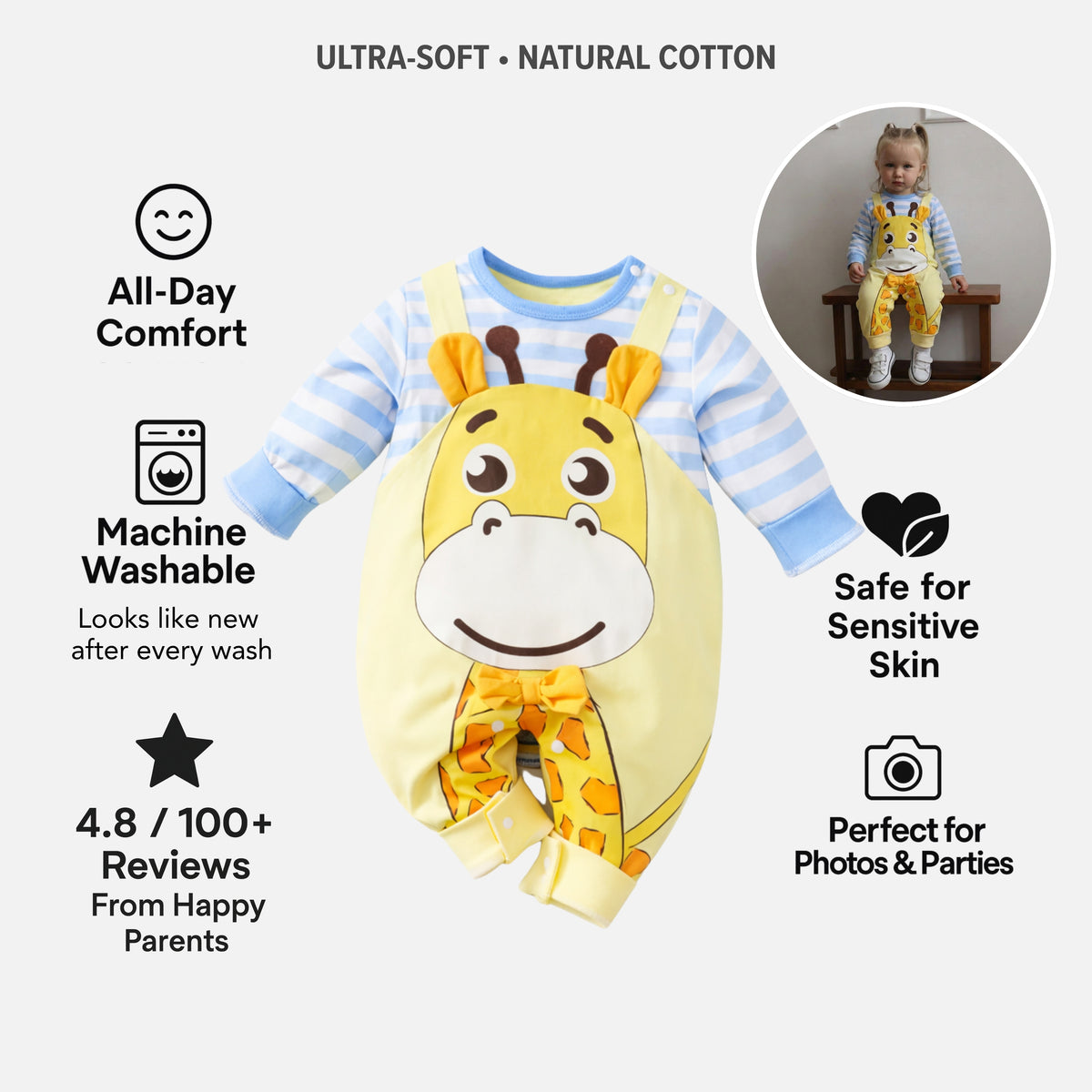 AMA™ Little Giraffe Kids Romper