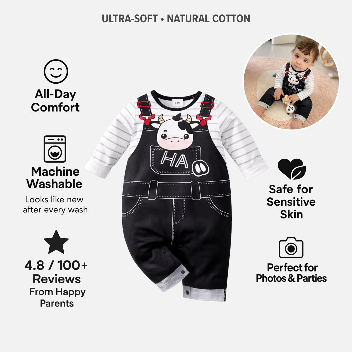 AMA™ Little Cow Kids Romper