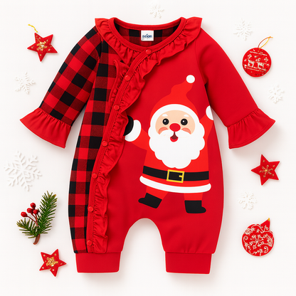 AMA™ Santa Sweetheart Ruffle Romper