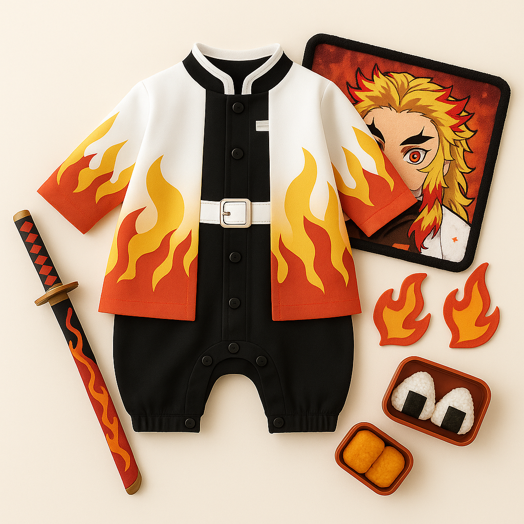 Little Rengoku Kids Cosplay Bodysuit