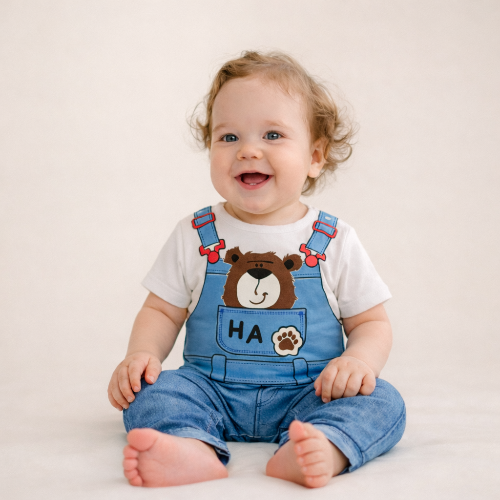 AMA™ Little Denim Bear Kids Romper