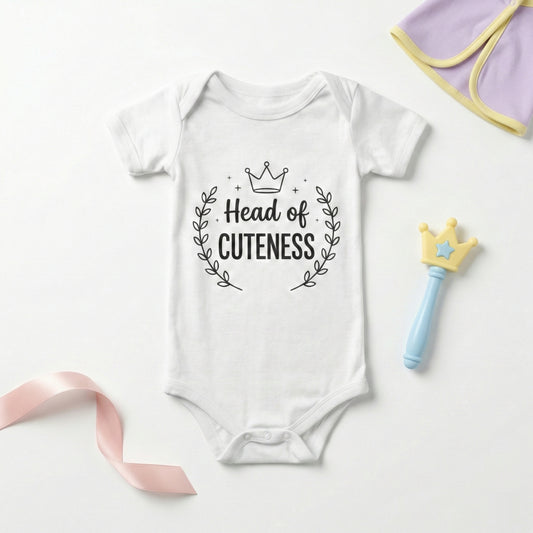 AMA™ "Head of Cuteness" – Funny Baby Bodysuit