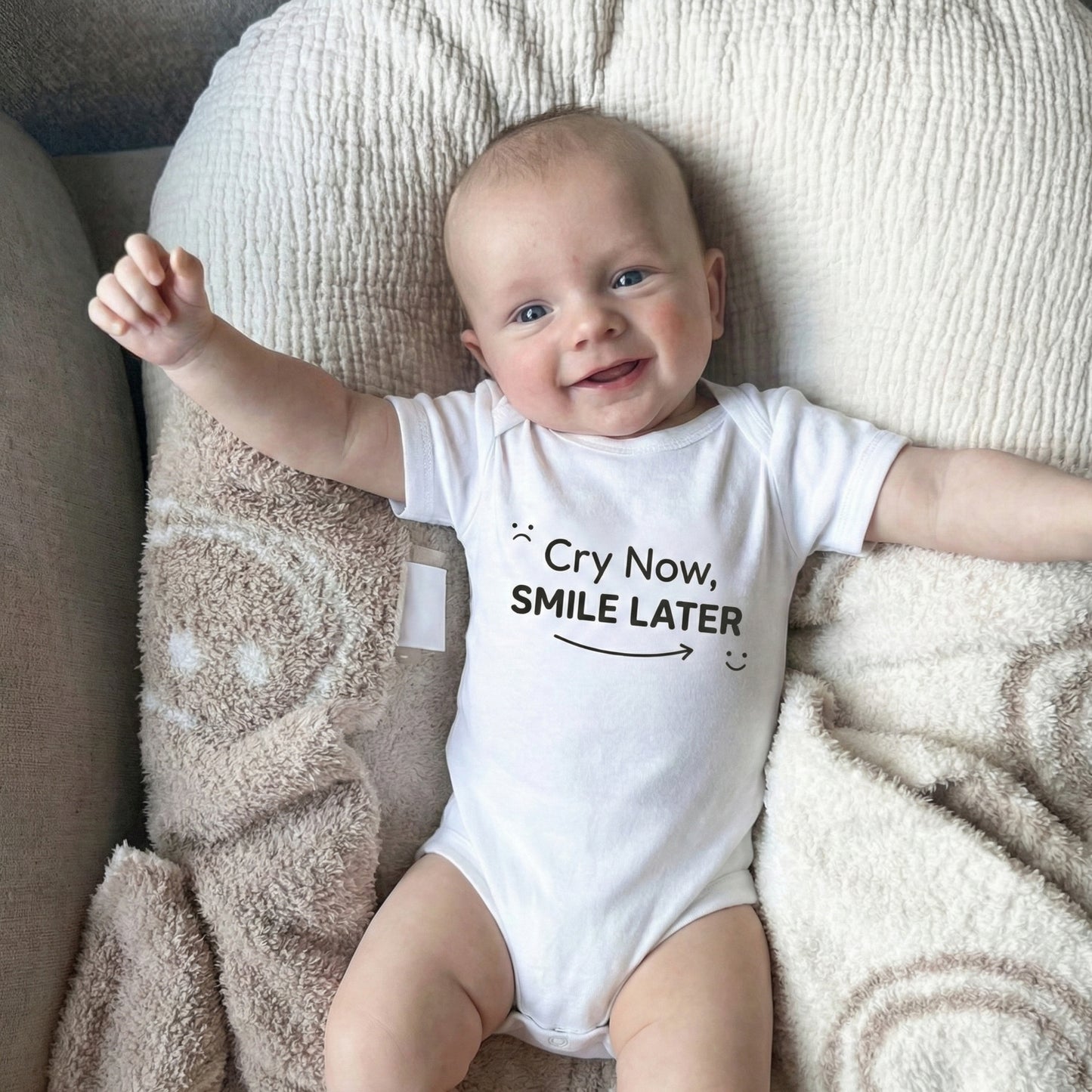 AMA™ "Cry Now, Smile Later" – Funny Baby Bodysuit