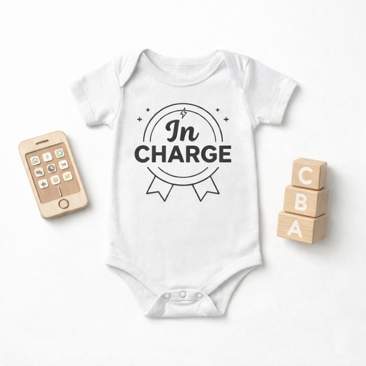 AMA™ "In Charge" – Funny Baby Bodysuit