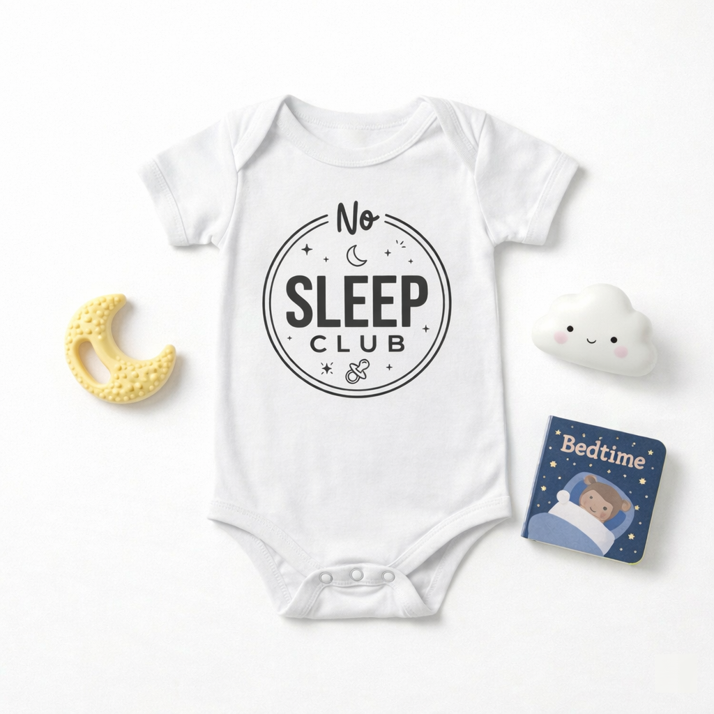 AMA™ "No Sleep Club" – Funny Baby Bodysuit