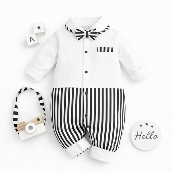 AMA™ Little Stripe Gentleman Kids Romper