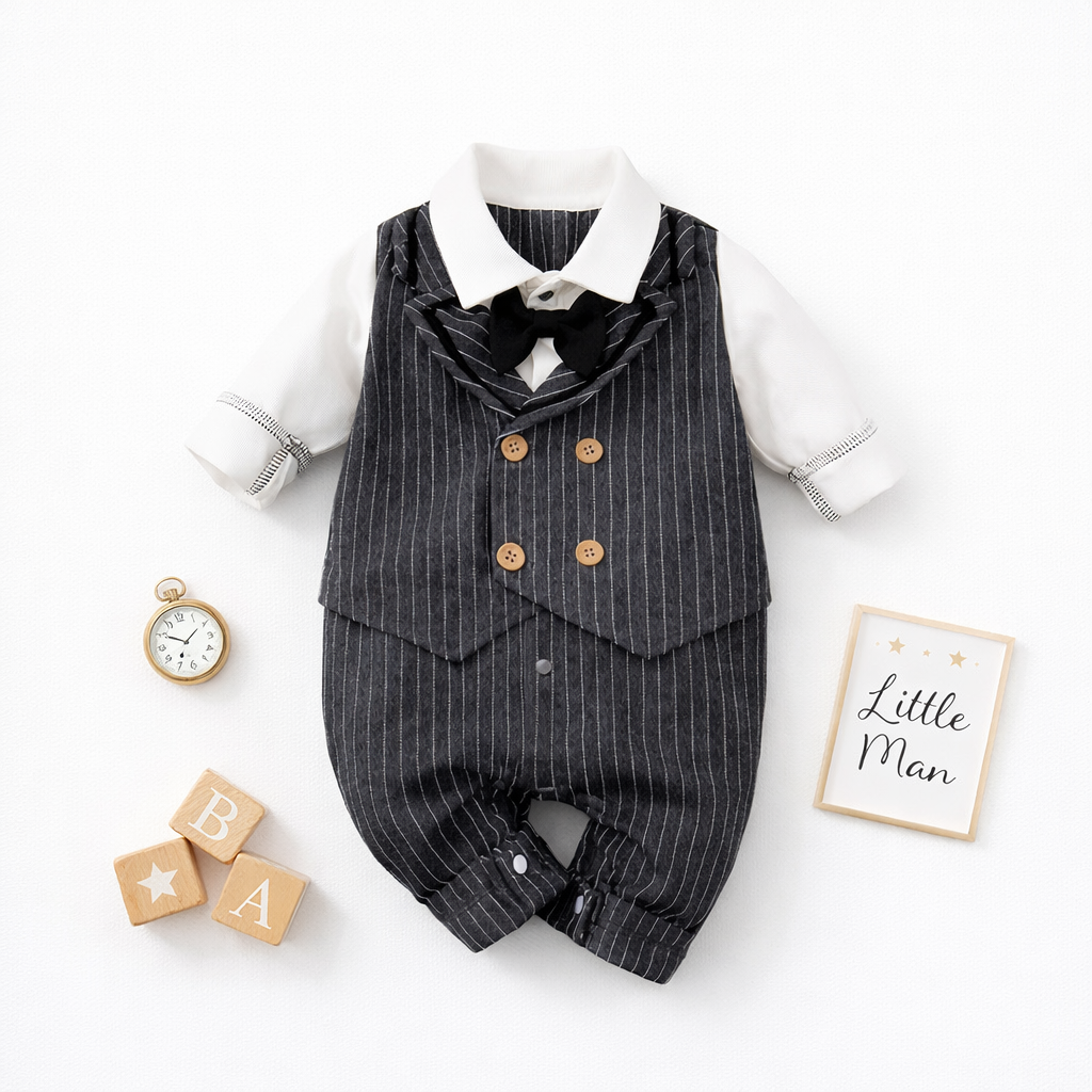 AMA™ Little Pinstripe Gentleman Kids Romper