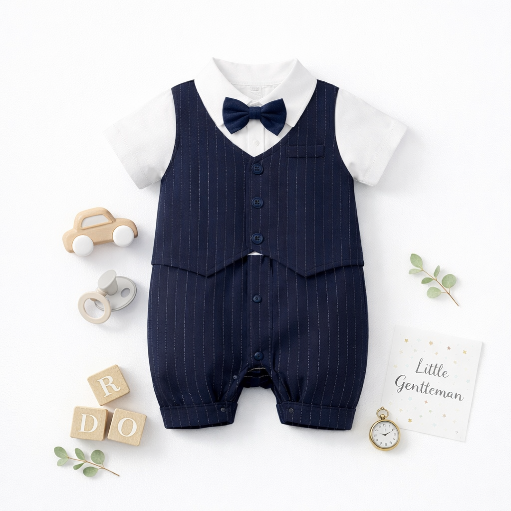 AMA™ Little Gentleman Bowtie Kids Romper