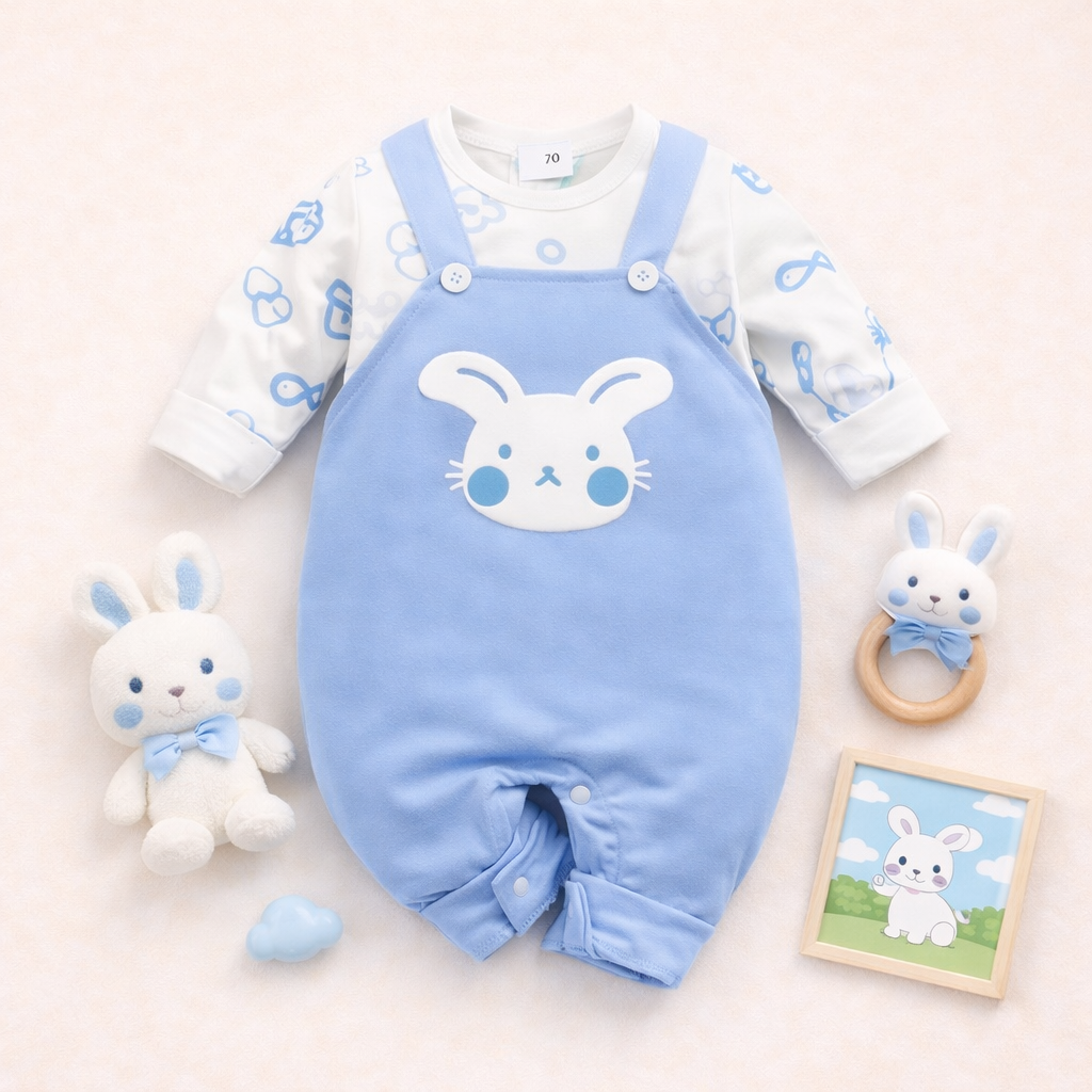 AMA™ Little Blue Bunny Kids Romper