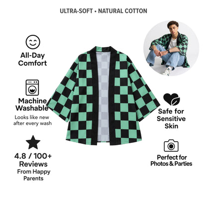 AMA™ Tanjiro Checkered Haori Cosplay