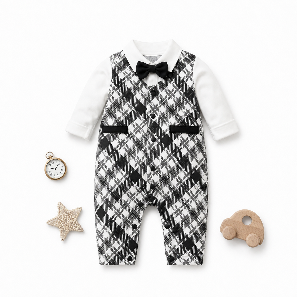 AMA™ Little Monochrome Gentleman Kids Romper