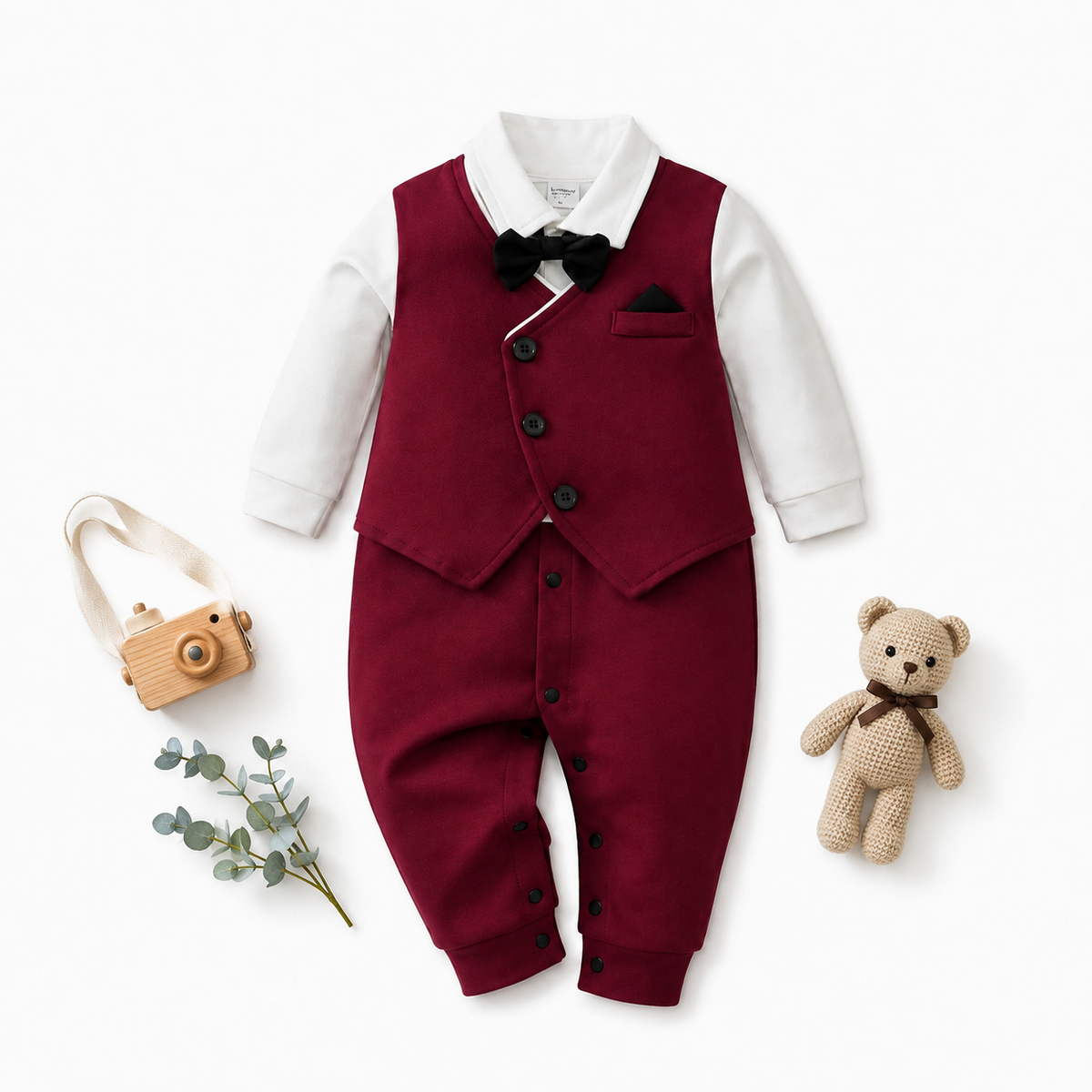 AMA™ Little Burgundy Gentleman Kids Romper