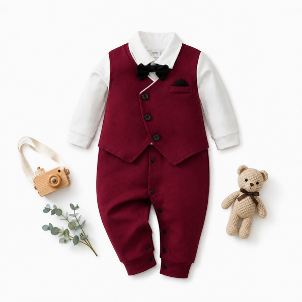 AMA™ Little Burgundy Gentleman Kids Romper
