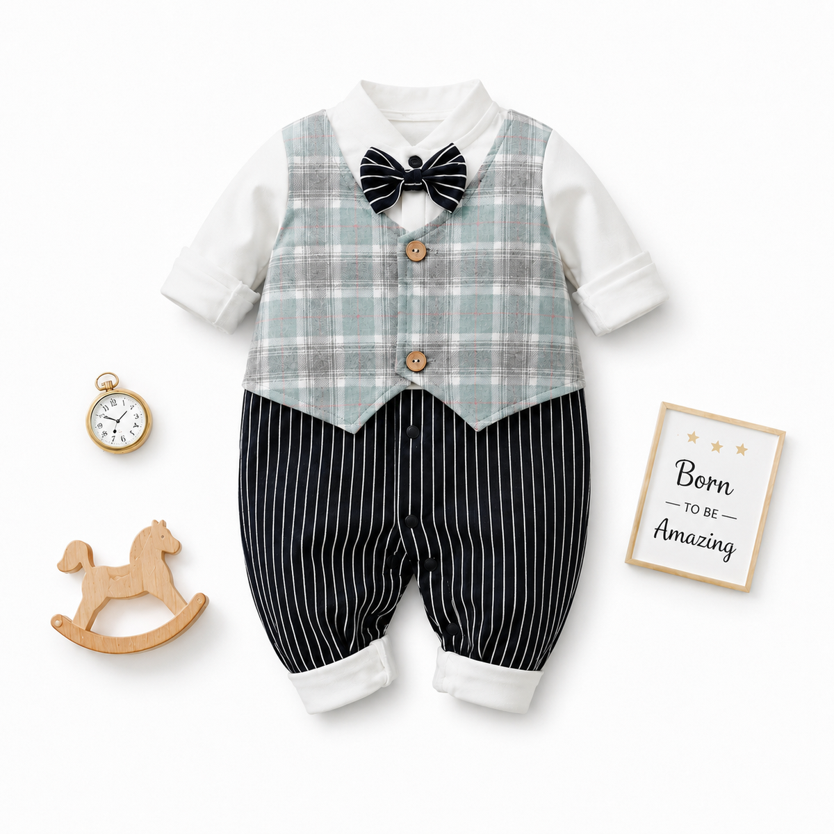 AMA™ Little Mint Gentleman Kids Romper