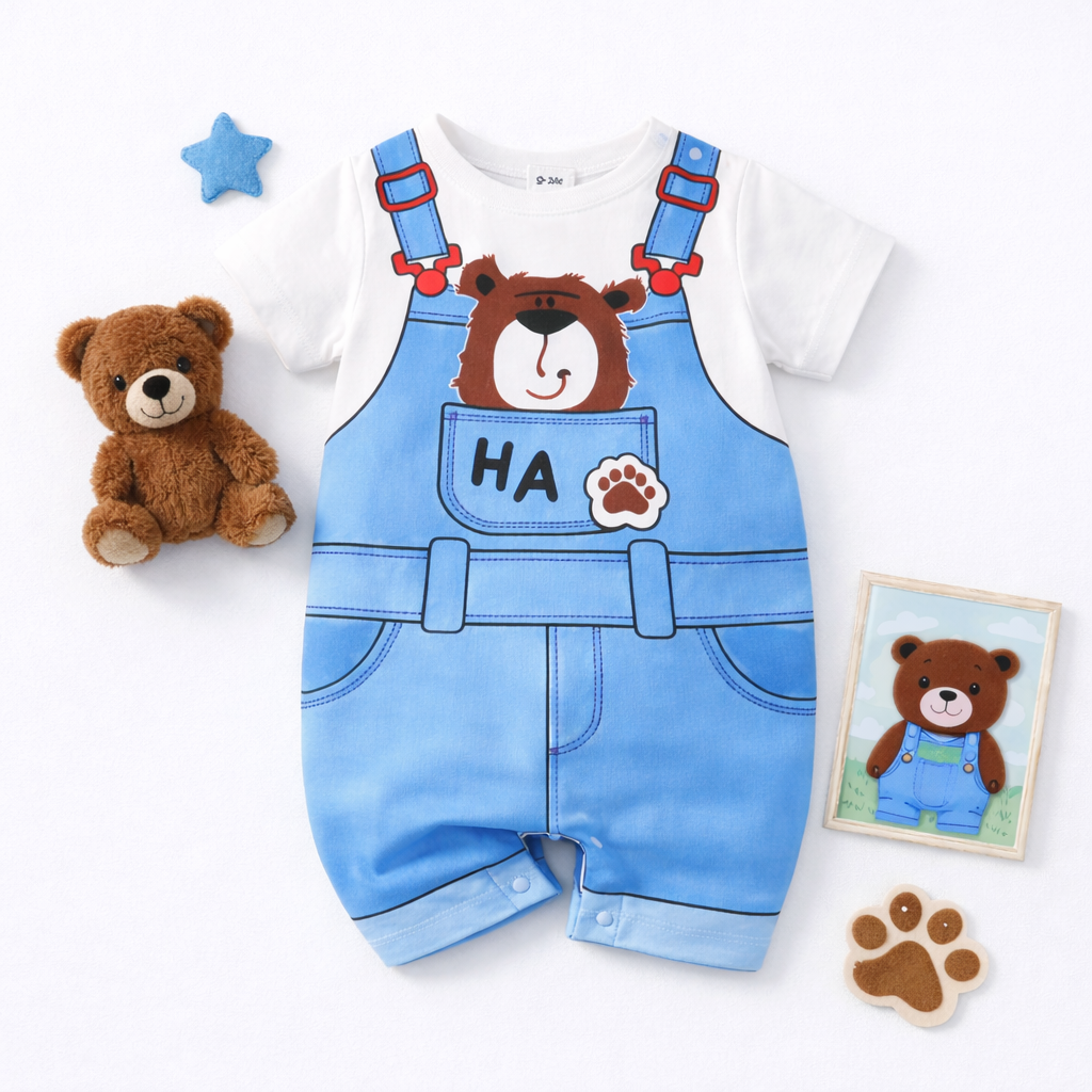 AMA™ Little Denim Bear Kids Onesie