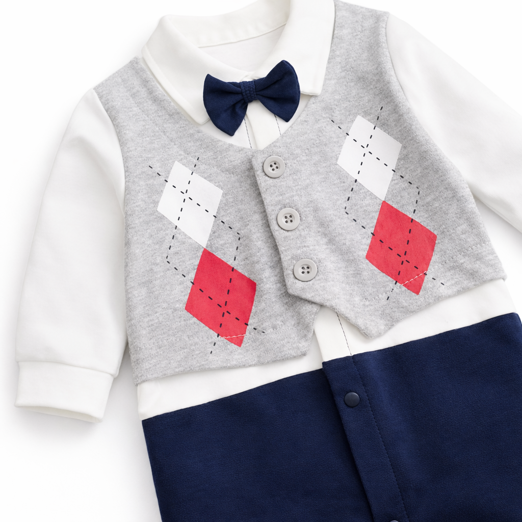 AMA™ Little Argyle Gentleman Kids Romper