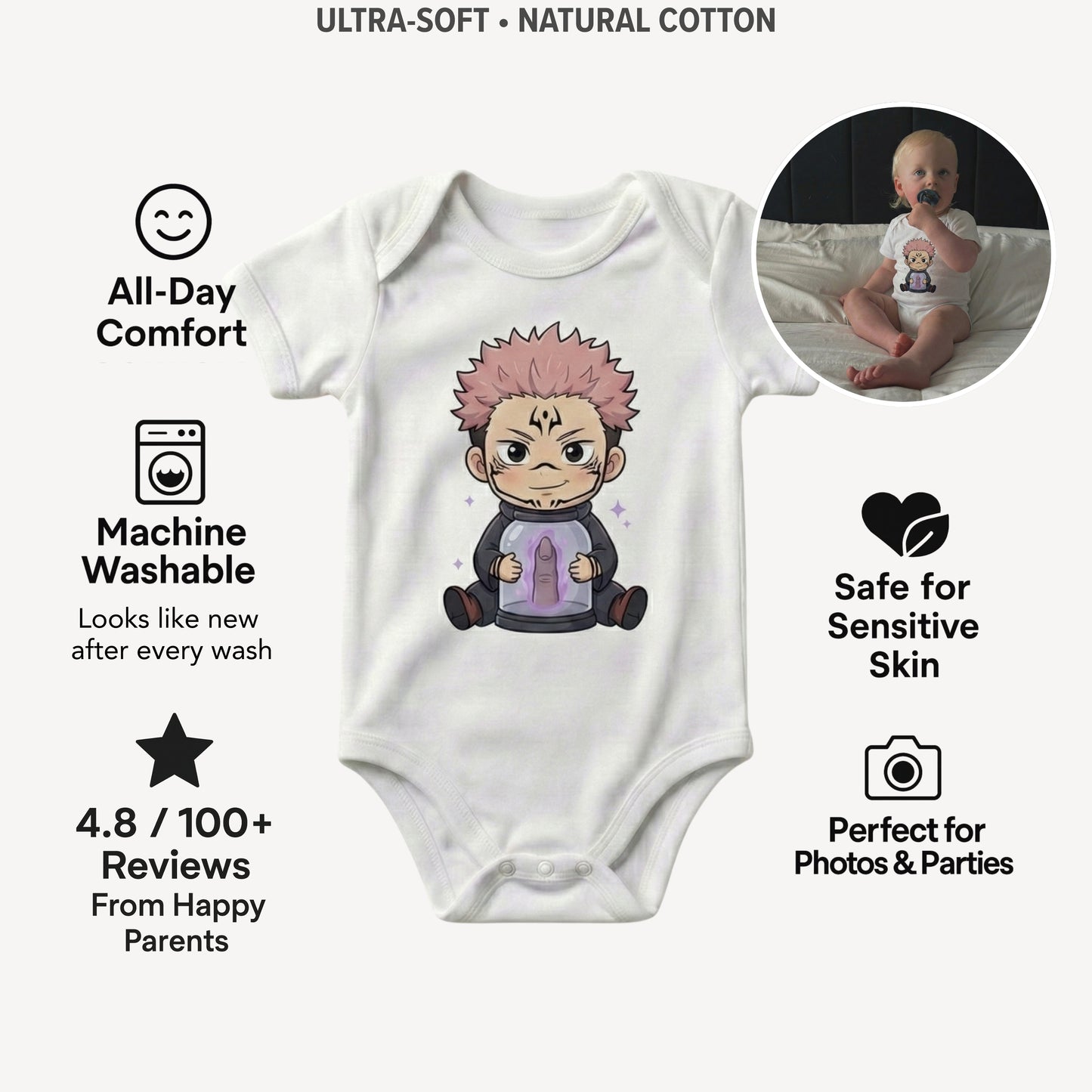 AMA™ Сhibi Sukuna Kids Bodysuit