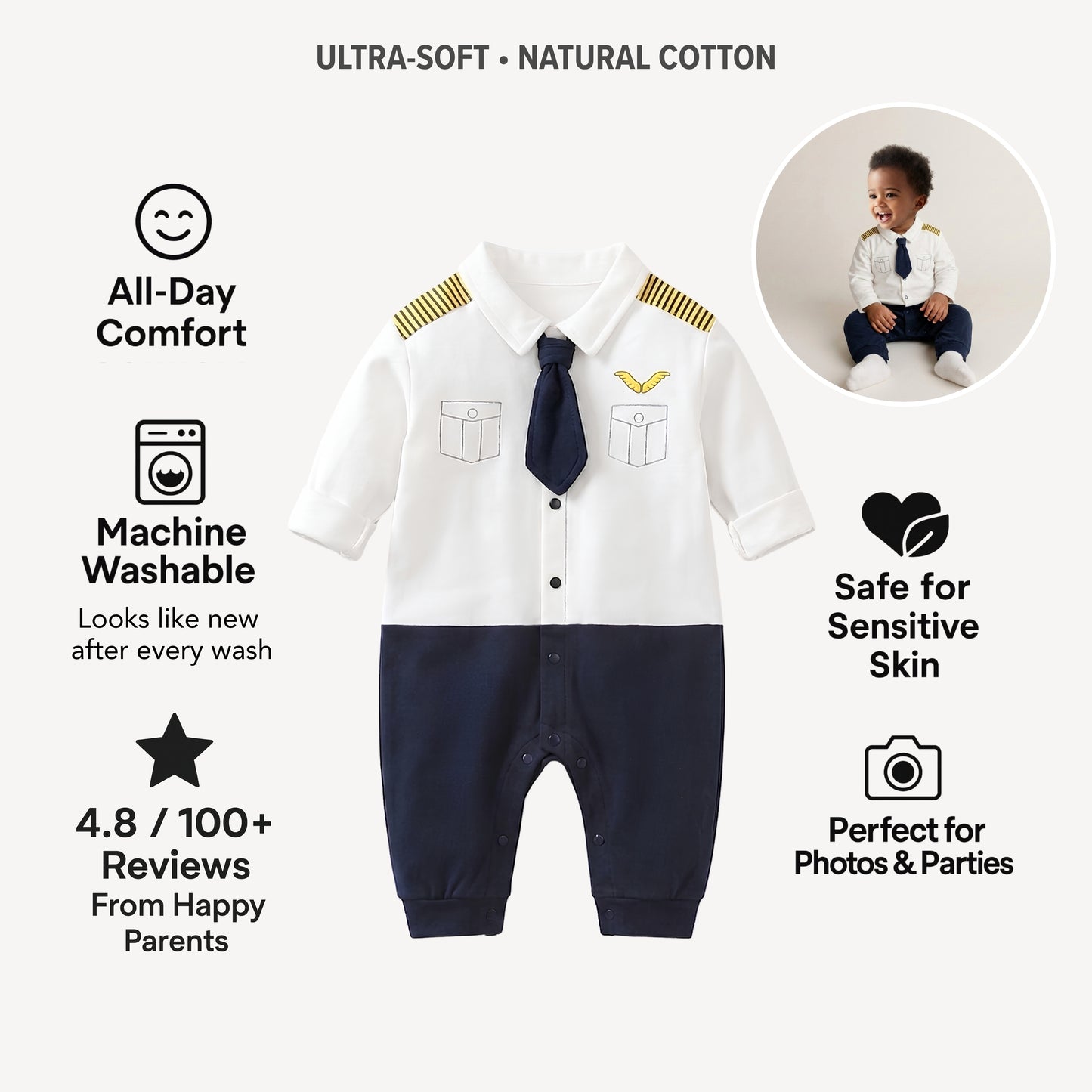 AMA™ Little Pilot Kids Onesie
