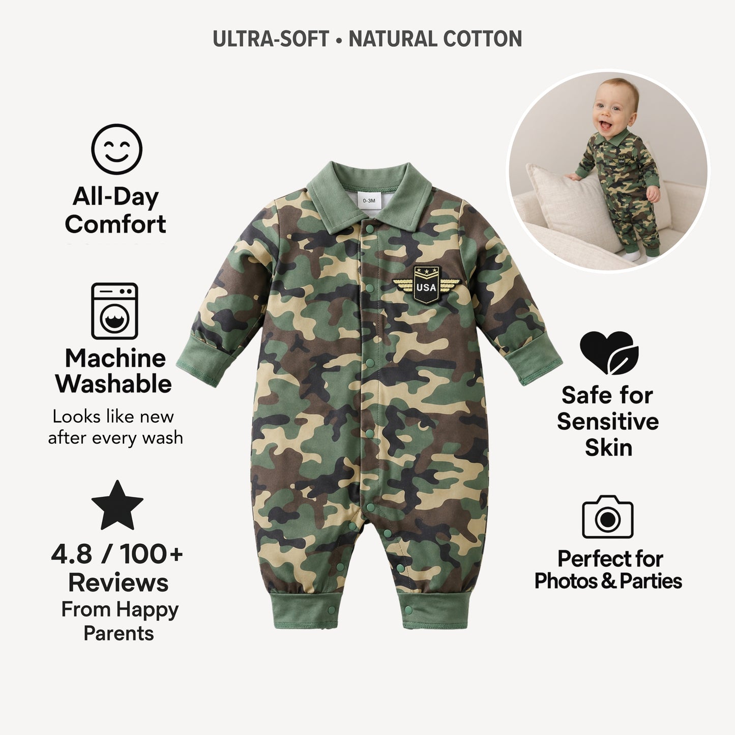 AMA™ Little Soldier Kids Onesie
