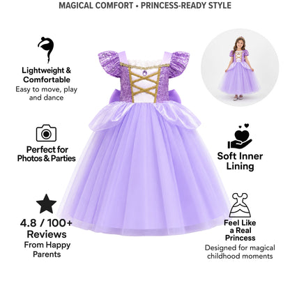 AMA™ Little Royal Lavender Princess Kids Dress