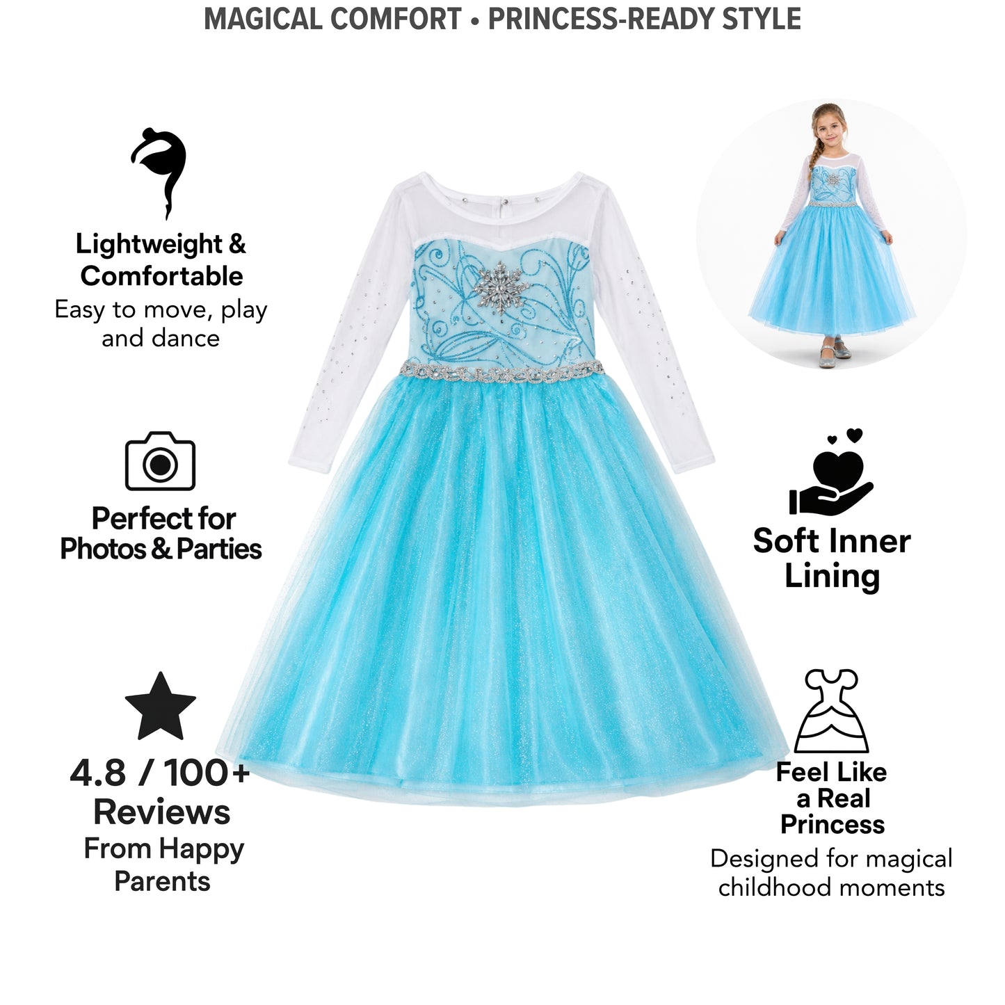 AMA™ Little Snow Princess Kids Dress