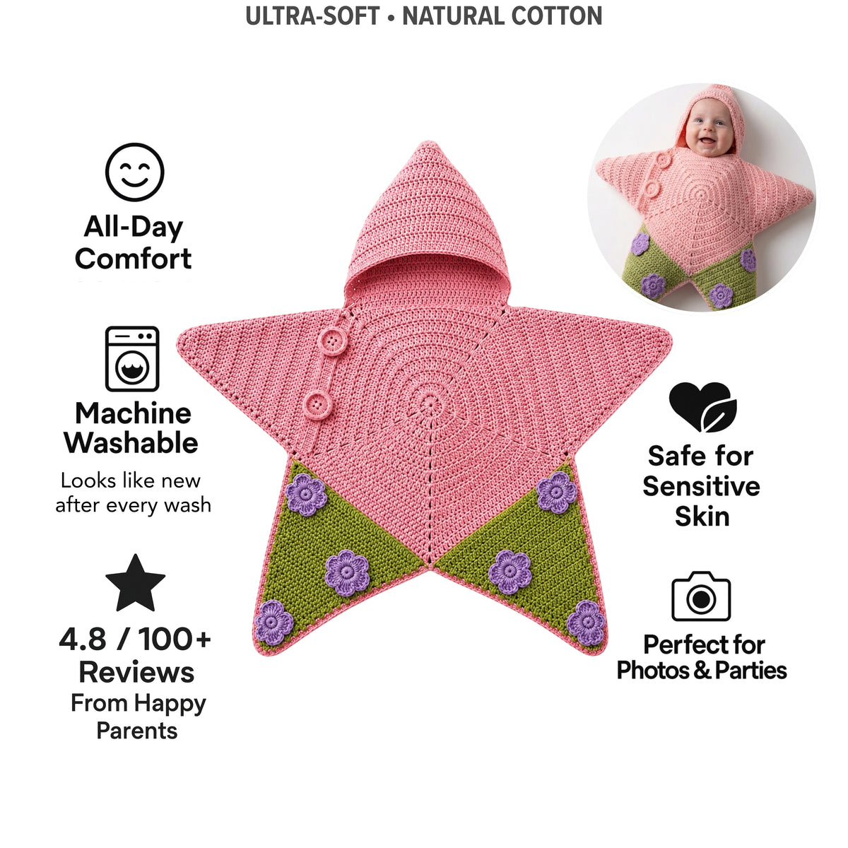 AMA™ Little Pink Star Baby Suit