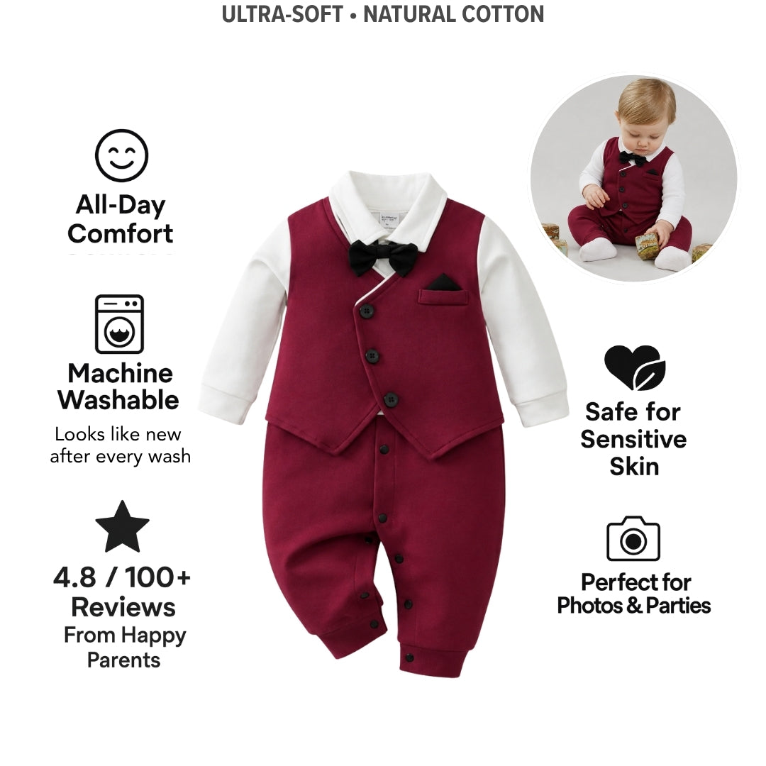 AMA™ Little Burgundy Gentleman Kids Romper