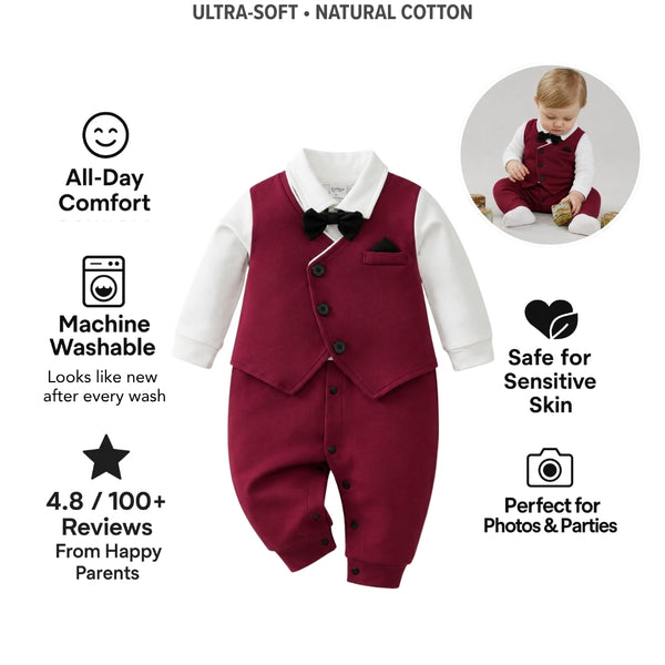 AMA™ Little Burgundy Gentleman Kids Romper