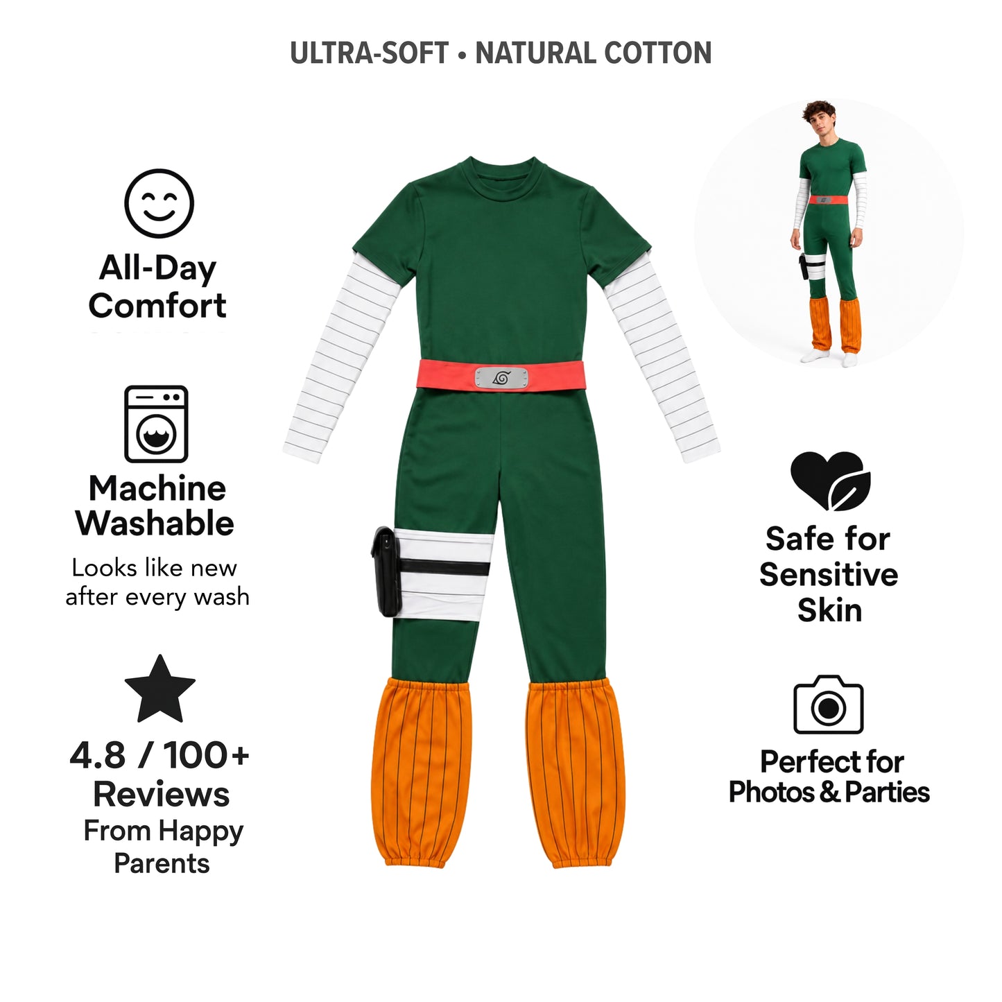 AMA™ Rock Lee Ninja Cosplay