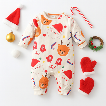 AMA™Santa & Reindeer Party Baby Romper